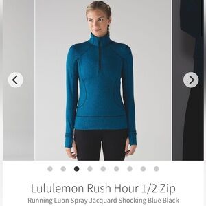 Lululemon Rush Hour 1/2 Zip Sweater Shocking Blue Black 4